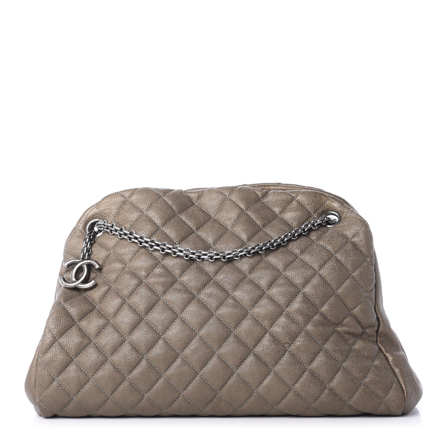 Chanel Calfskin Large Just Mademoiselle Bowling Bag Silver 1 of 11