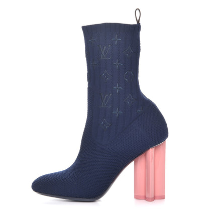Louis Vuitton Monogram Stretch Fabric Silhouette Ankle Boots 38 Marine 1 of 8