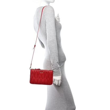 Miu Miu Nappa Matelasse Double Zip Crossbody Red 2 of 9