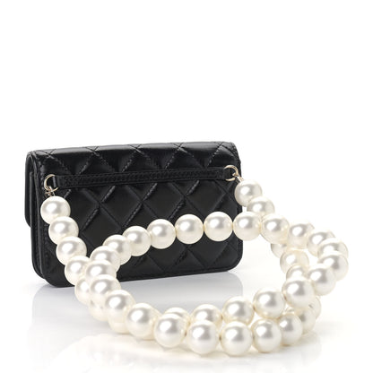 Chanel Calfskin Quilted Maxi Pearls Clutch With Chain Black 3 of 10