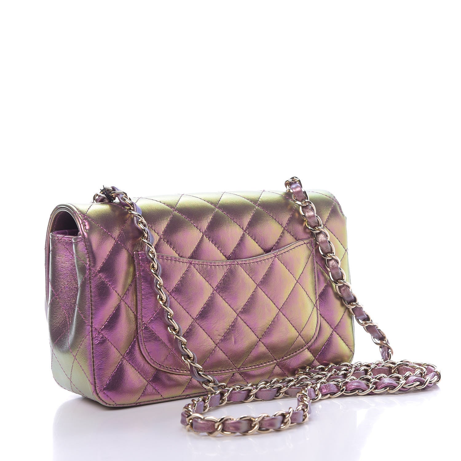 Chanel Iridescent Lambskin Quilted Mini Rectangular Flap Purple 3 of 12