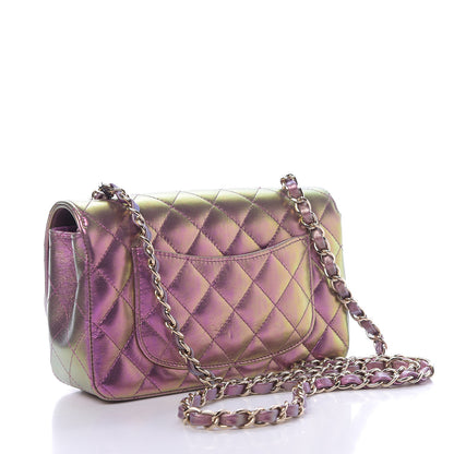 Chanel Iridescent Lambskin Quilted Mini Rectangular Flap Purple 3 of 12