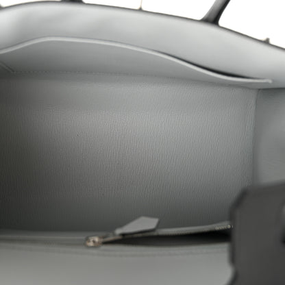 Hermes Epsom Horseshoe Birkin Sellier 25 Black Bleu Pale 5 of 11