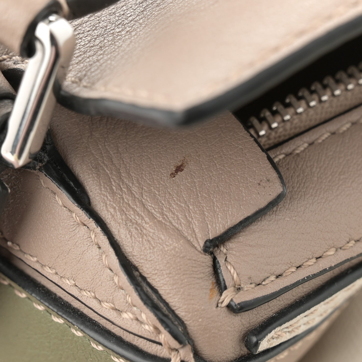 Loewe Calfskin Mini Puzzle Bag Sand Avocado Green 13 of 16