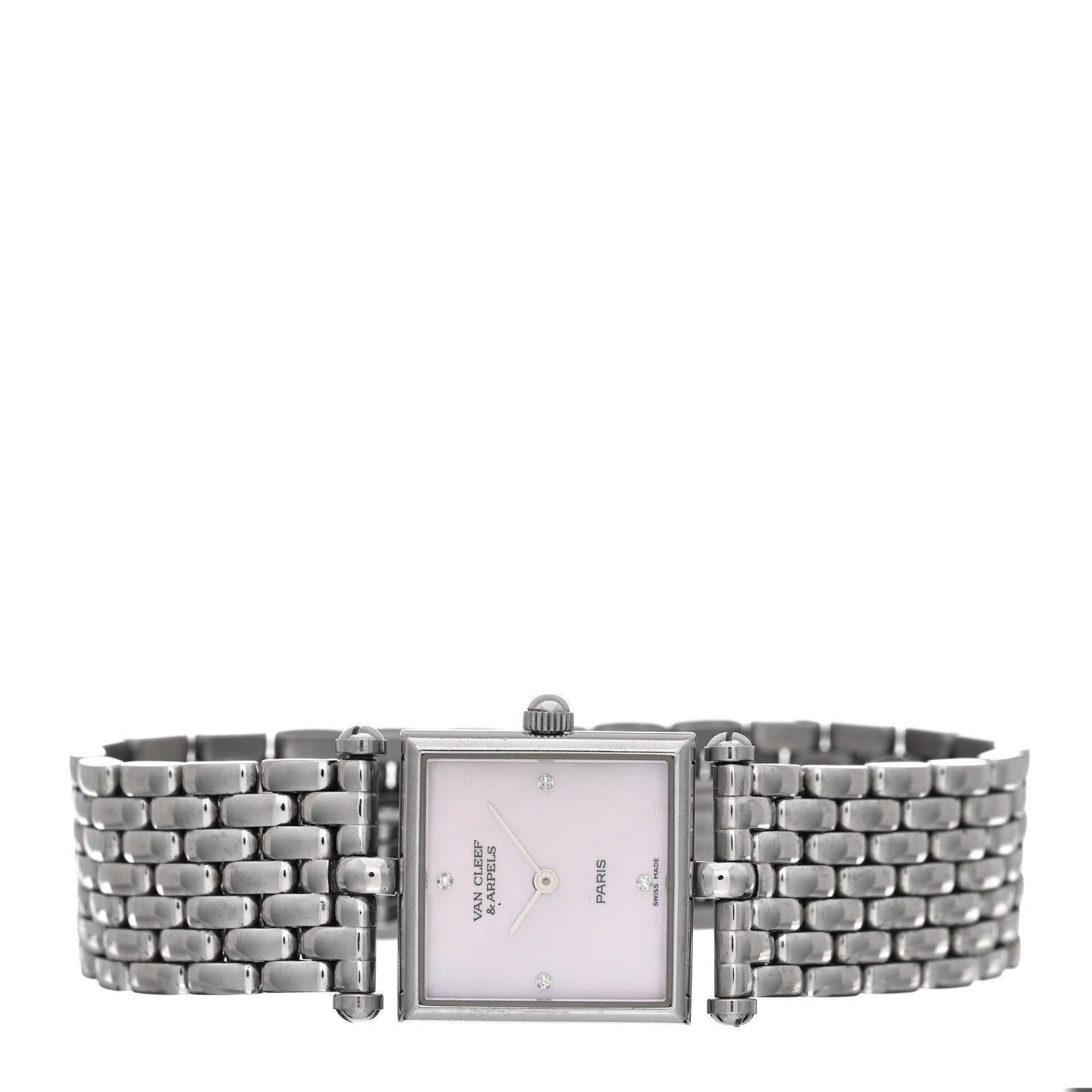 Van Cleef & Arpels Stainless Steel Diamond Pink Mother of Pearl 20mm Classique Quartz Watch 2 of 4