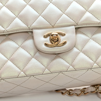 Chanel Iridescent Calfskin Quilted Medium Double Flap White 19 of 22