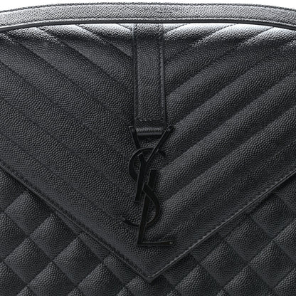 Saint Laurent Grain De Poudre Textured Mixed Matelasse Large Triquilt Monogram Monochrome Satchel Black 8 of 11
