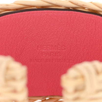 Hermes Wicker Barenia Medor Picnic Cuff Bracelet T2 Rose Azalee 4 of 6