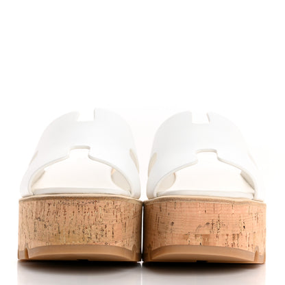Hermes Calfskin Cork Eze 30 Sandals 38 White 3 of 10