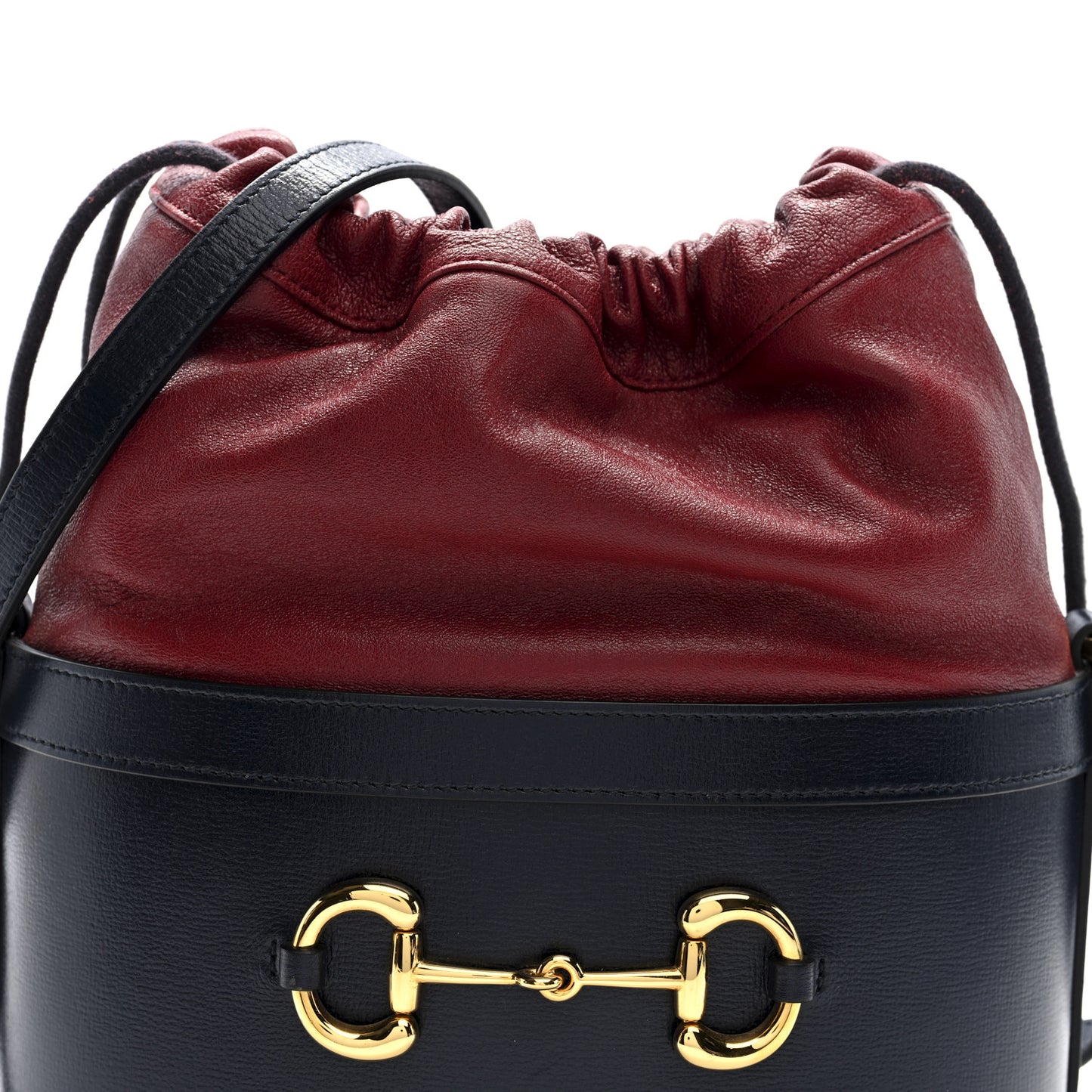 Azalea Sakai Be Green Calfskin Horsebit 1955 Drawstring Bucket Bag Blue New Cherry Red