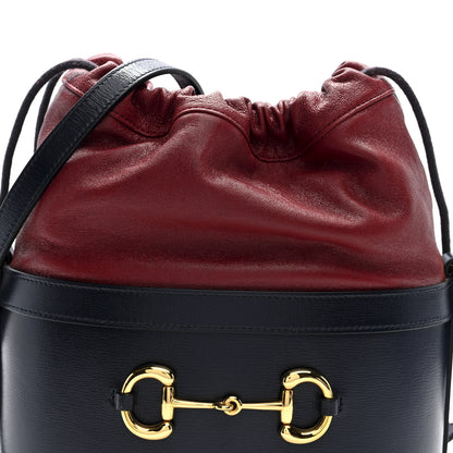 Gucci Azalea Sakai Be Green Calfskin Horsebit 1955 Drawstring Bucket Bag Blue New Cherry Red 8 of 10