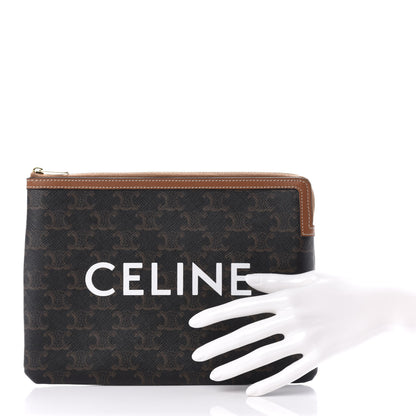Celine Triomphe Canvas Lambskin Small Pouch Tan 2 of 6