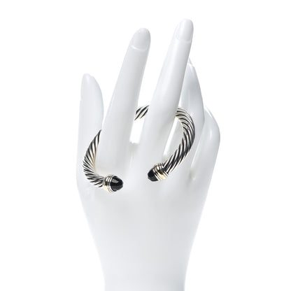David Yurman Sterling Silver 14K Yellow Gold Black Onyx 7mm Cable Classics Bracelet 2 of 5
