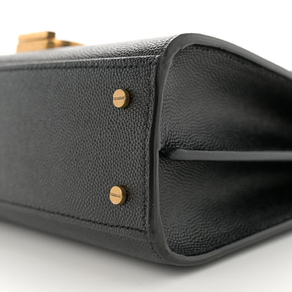 Saint Laurent Grain de Poudre Mini Classic Monogram Cassandra Top Handle Black 10 of 12