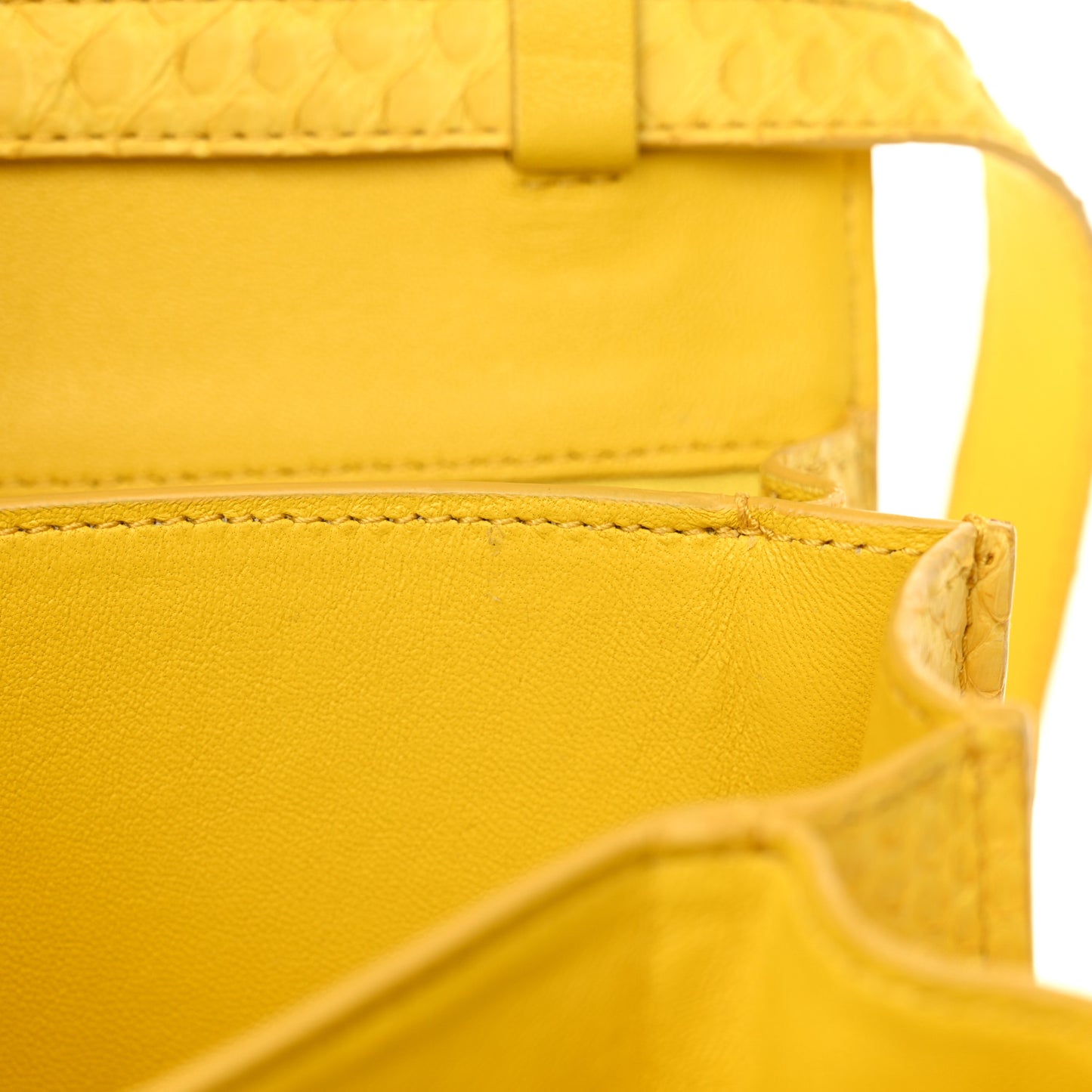 Snakeskin Small Classic Box Flap Bag Yellow