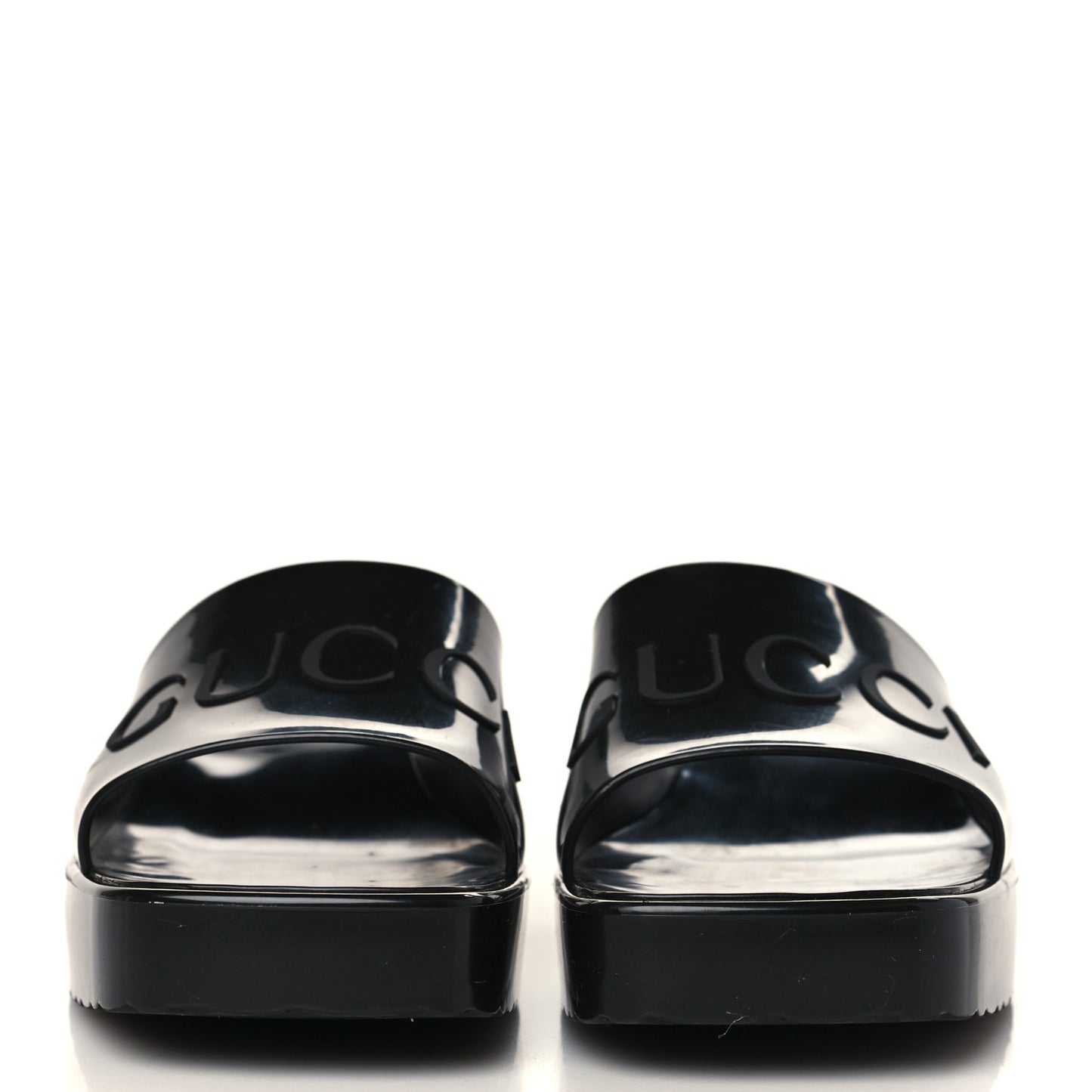 Rubber Gucci Logo Womens Platform 20/60mm Slide Sandals 38 Black