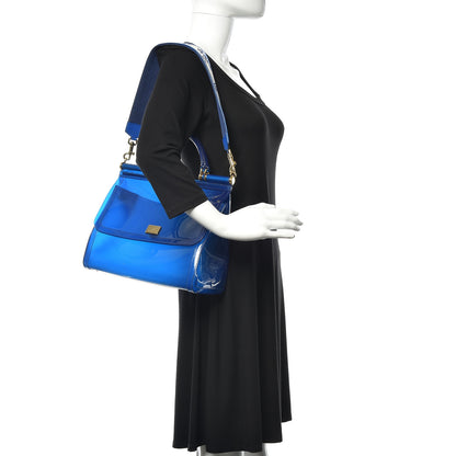 Dolce & Gabbana Rubber Semi Transparent Miss Sicily Satchel Blue 3 of 14