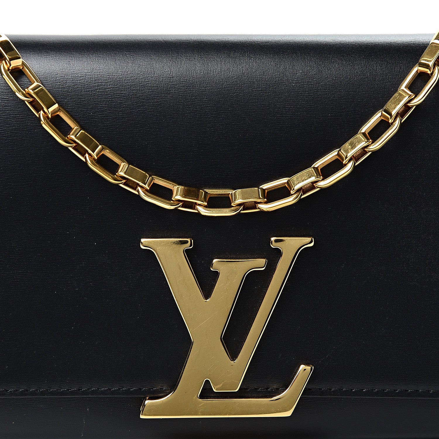 Louis Vuitton Calfskin Chain Louise MM Black 6 of 9