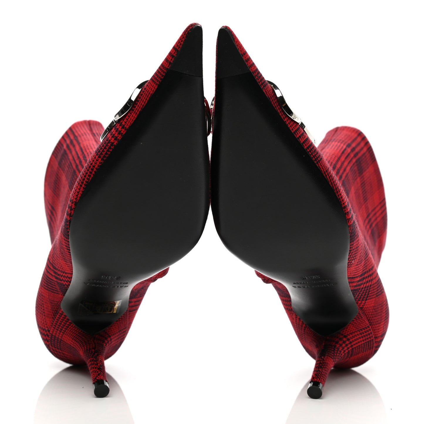 Fabric BB Pointy Toe Ankle Booties 36.5 Red