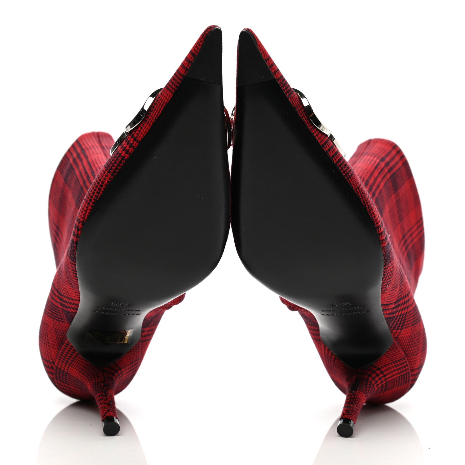 Balenciaga Fabric BB Pointy Toe Ankle Booties 36.5 Red 5 of 11