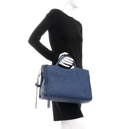 Balenciaga Veau Grana Perforated Blackout Hardware City Bleu Tanzanite 3 of 8