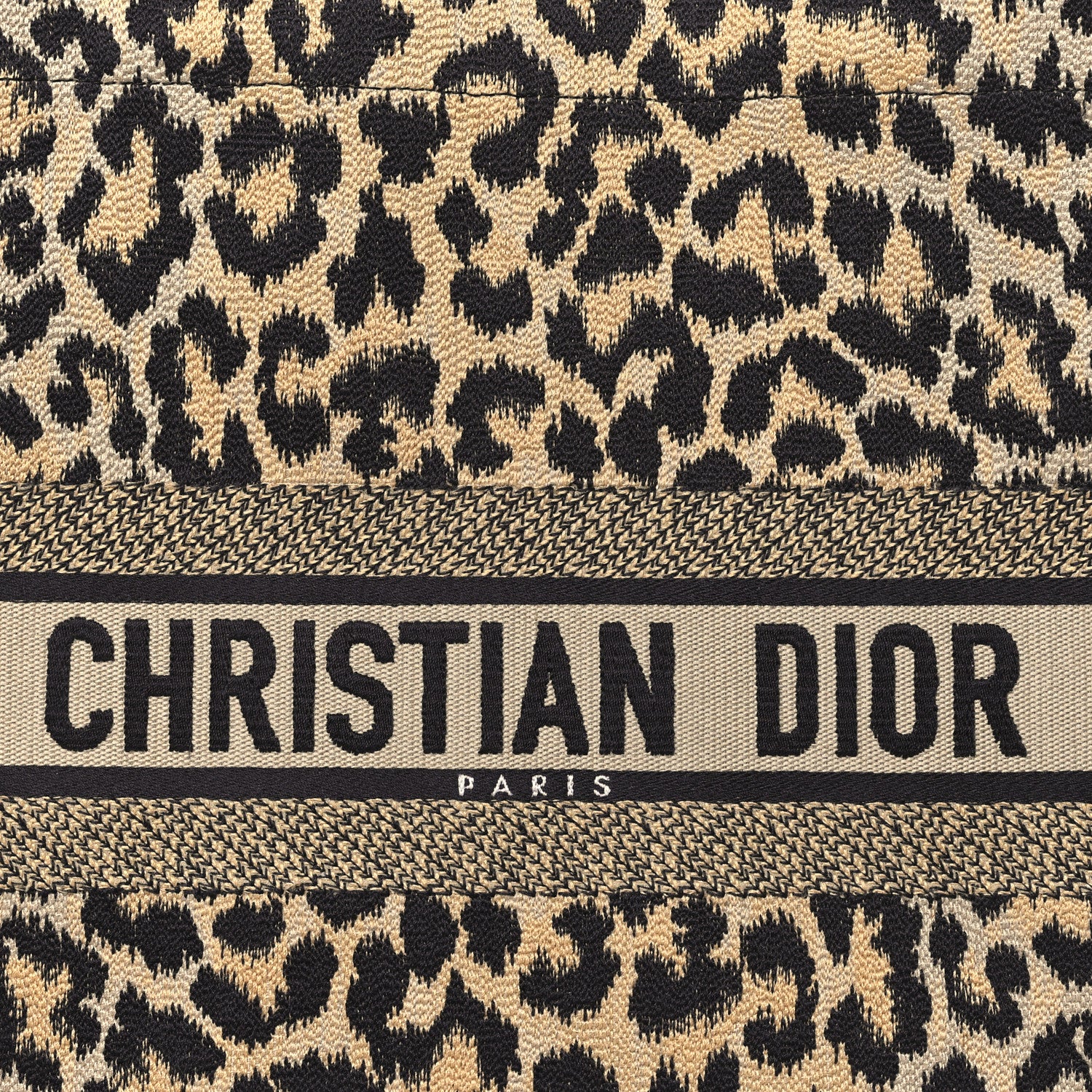 Christian Dior Canvas Mizza Embroidered Large Leopard Book Tote Beige 8 of 10