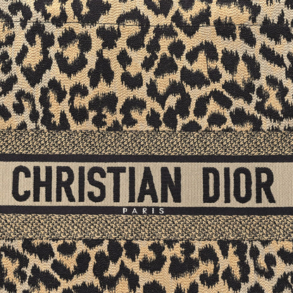 Christian Dior Canvas Mizza Embroidered Large Leopard Book Tote Beige 8 of 10