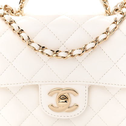 Chanel Lambskin Quilted Mini Crystal Top Handle Rectangular Flap White 8 of 12