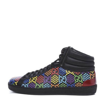 Gucci GG Supreme Monogram Psychedelic Mens High Top Sneakers 10 Black Multicolor 1 of 8