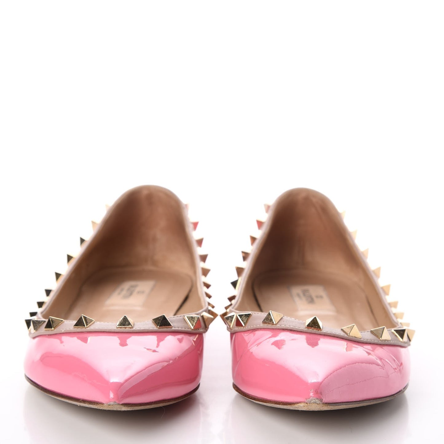 Patent Nappa Rockstud Ballerina Flats 39.5 Ninphea Poudre