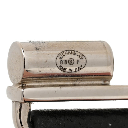 Chanel Calfskin Crystal CC Cuff Bracelet M Black 4 of 9