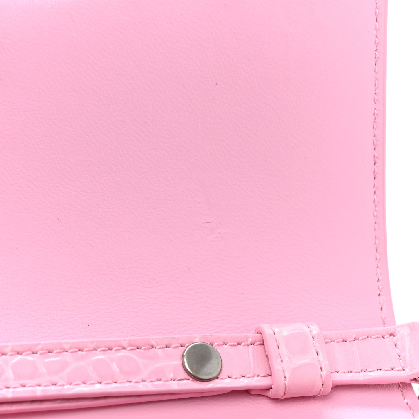 Shiny Calfskin Crocodile Embossed Hourglass Chain Bag Candy Pink