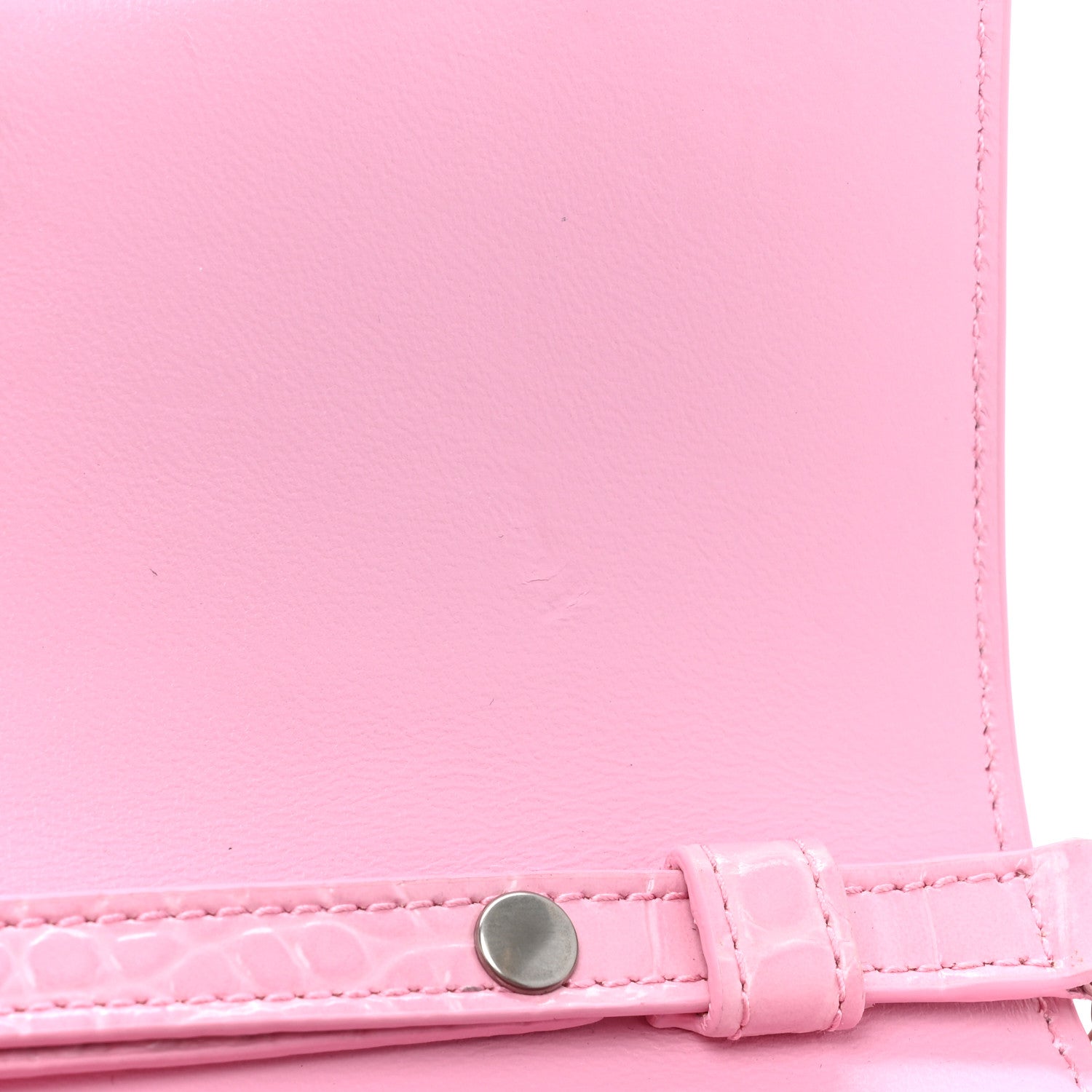 Balenciaga Shiny Calfskin Crocodile Embossed Hourglass Chain Bag Candy Pink 9 of 11