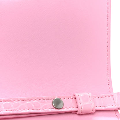Balenciaga Shiny Calfskin Crocodile Embossed Hourglass Chain Bag Candy Pink 9 of 11