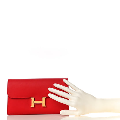 Hermes Evercolor Constance Long Wallet Rouge De Coeur 2 of 10