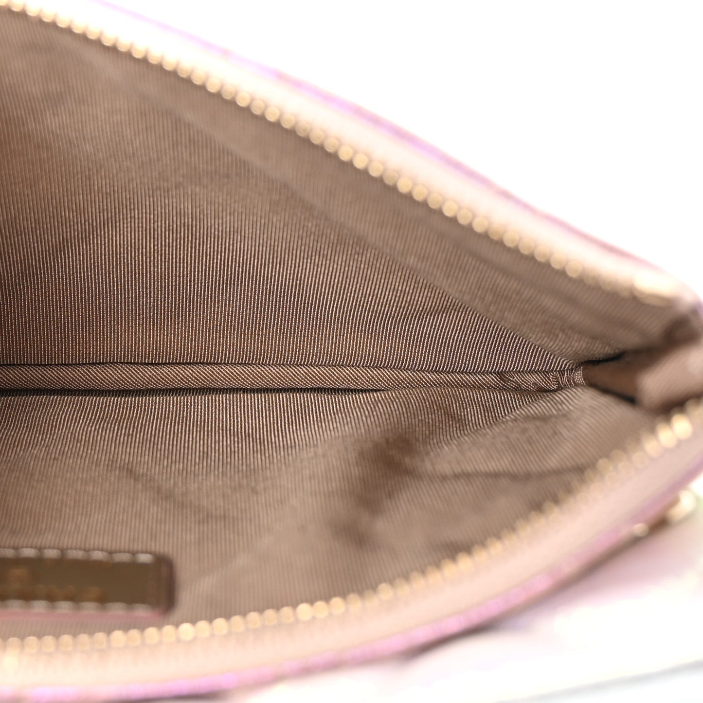 Iridescent Crumpled Calfskin Trio Cosmetic Case Blue Pink Ivory