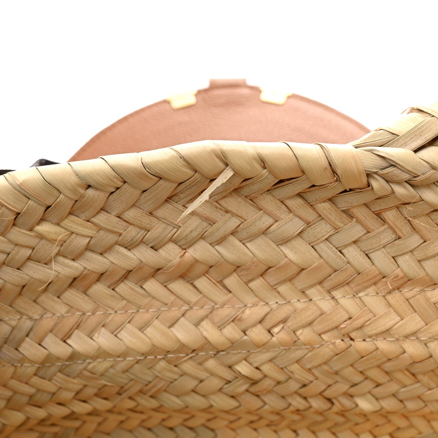 Raffia Calfskin Marcie Basket Tan