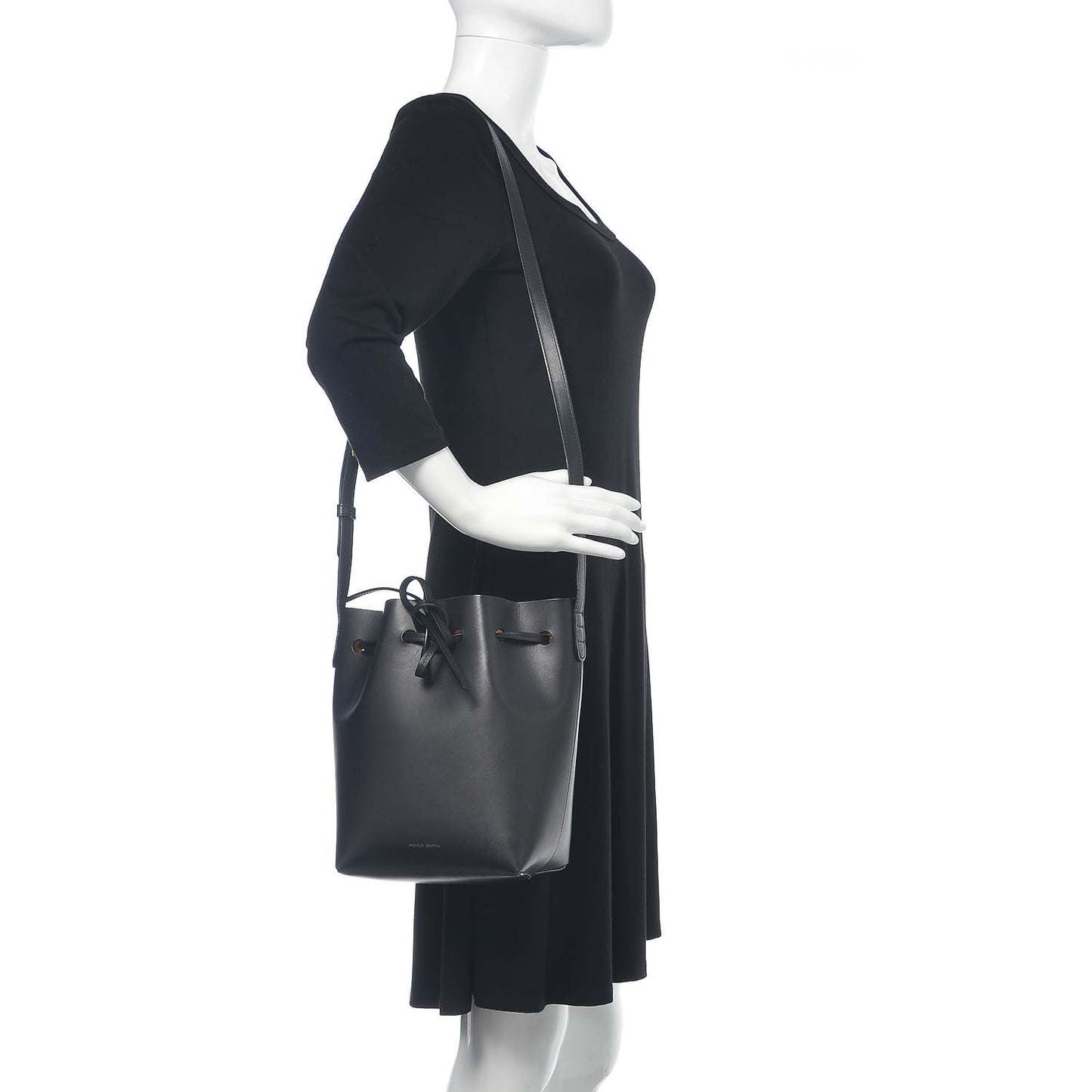 Calfskin Mini Bucket Bag Black Gold