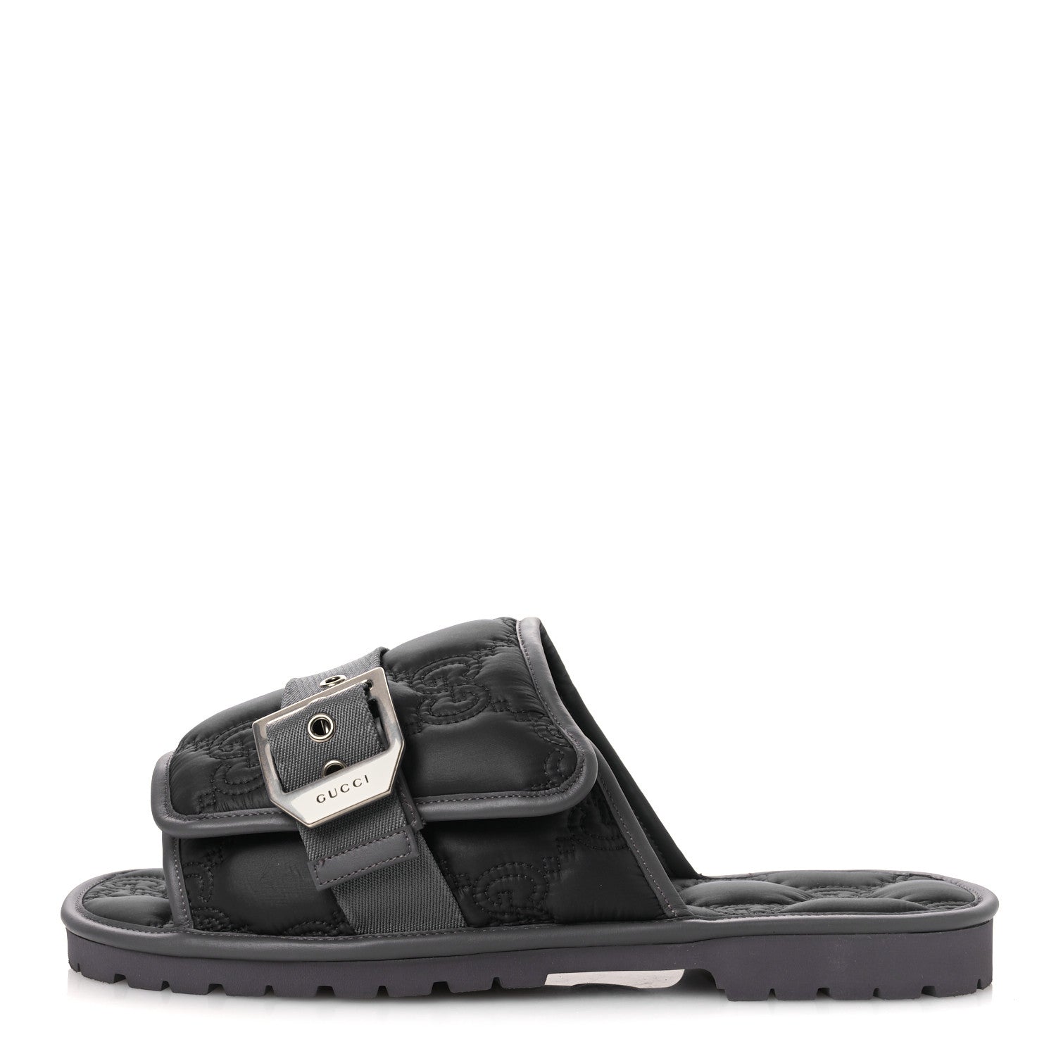 Gucci Nylon Calfskin GG Matelasse Mens Slide Sandals 11 Blue Grey 1 of 10