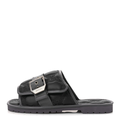 Gucci Nylon Calfskin GG Matelasse Mens Slide Sandals 11 Blue Grey 1 of 10