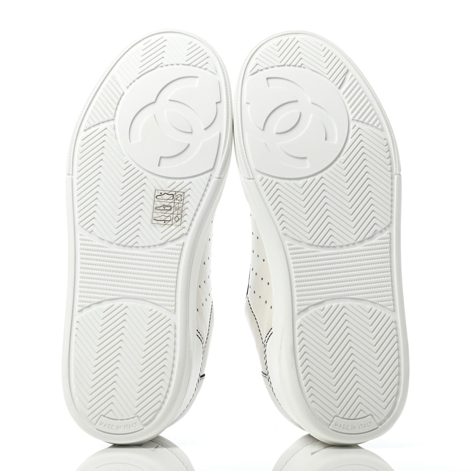 Chanel Calfskin Womens Logo Sneakers 37 White Black 4 of 4