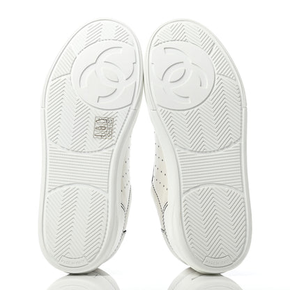 Chanel Calfskin Womens Logo Sneakers 37 White Black 4 of 4