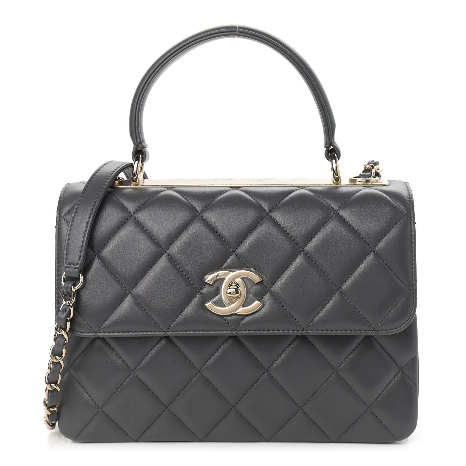Chanel Lambskin Quilted Small Trendy CC Dual Handle Flap Bag Grey 1 of 9