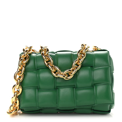 Bottega Veneta Lambskin Maxi Intreccio Padded Chain Cassette Crossbody Bag Racing Green 1 of 9