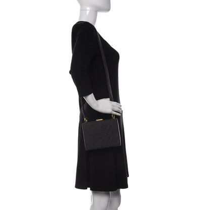 Chanel Wool Chevron Quilted CC Shoulder Bag Grey 2 of 10