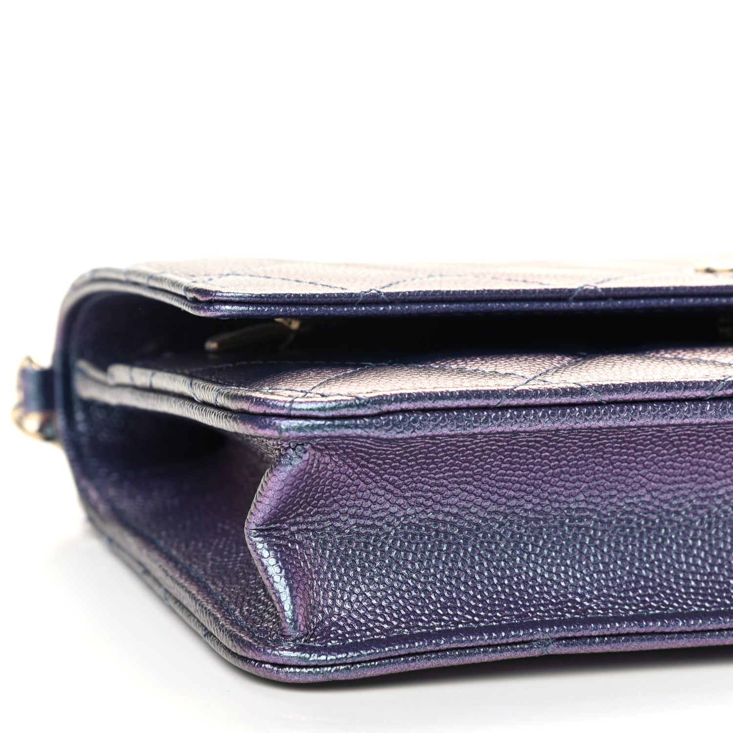 Chanel Iridescent Caviar Quilted Wallet On Chain WOC Dark Blue 10 of 12