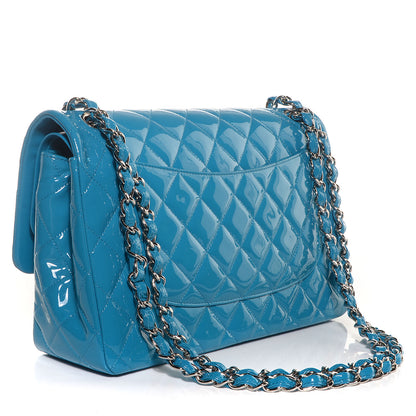 Chanel Patent Jumbo Double Flap Turquoise Blue 4 of 10