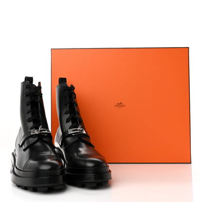 Hermes Glossed Calfskin Funk Ankle Boots 38 Black 12 of 12
