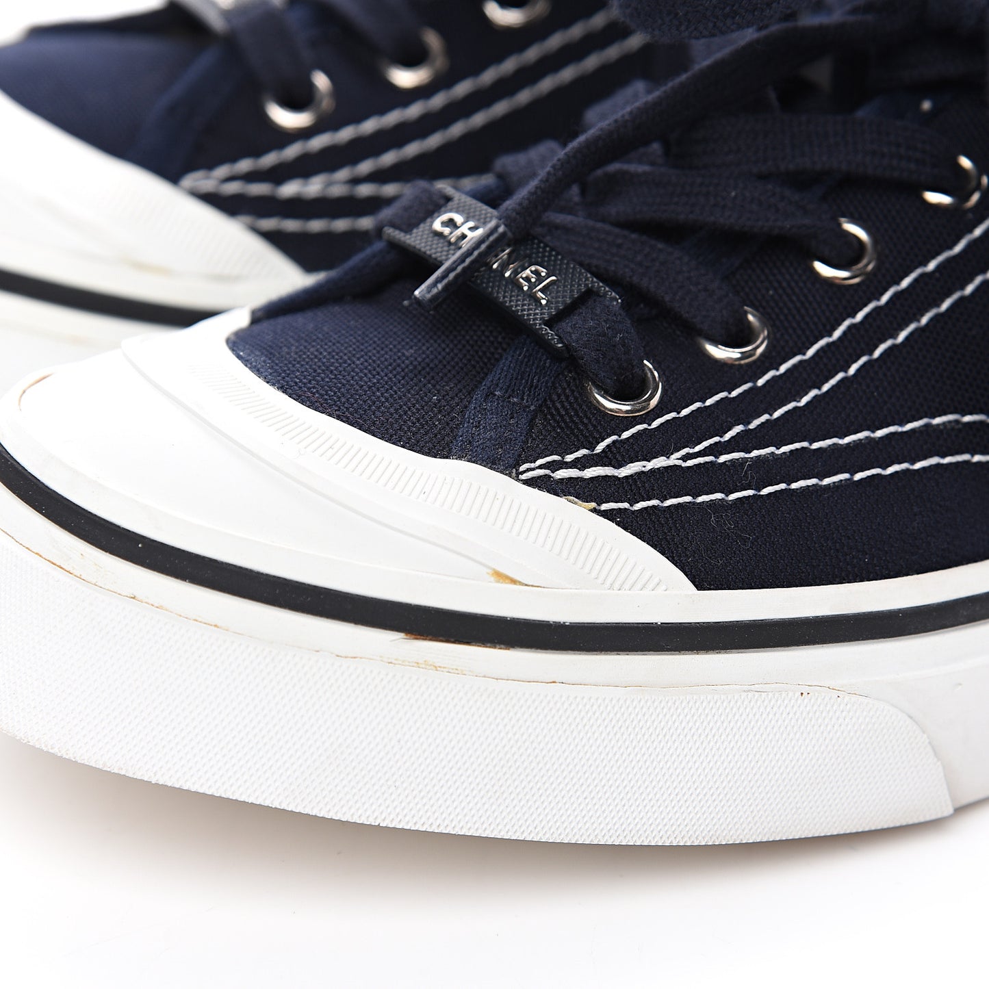 Canvas Lace Up Cap Toe Sneakers 39 Navy
