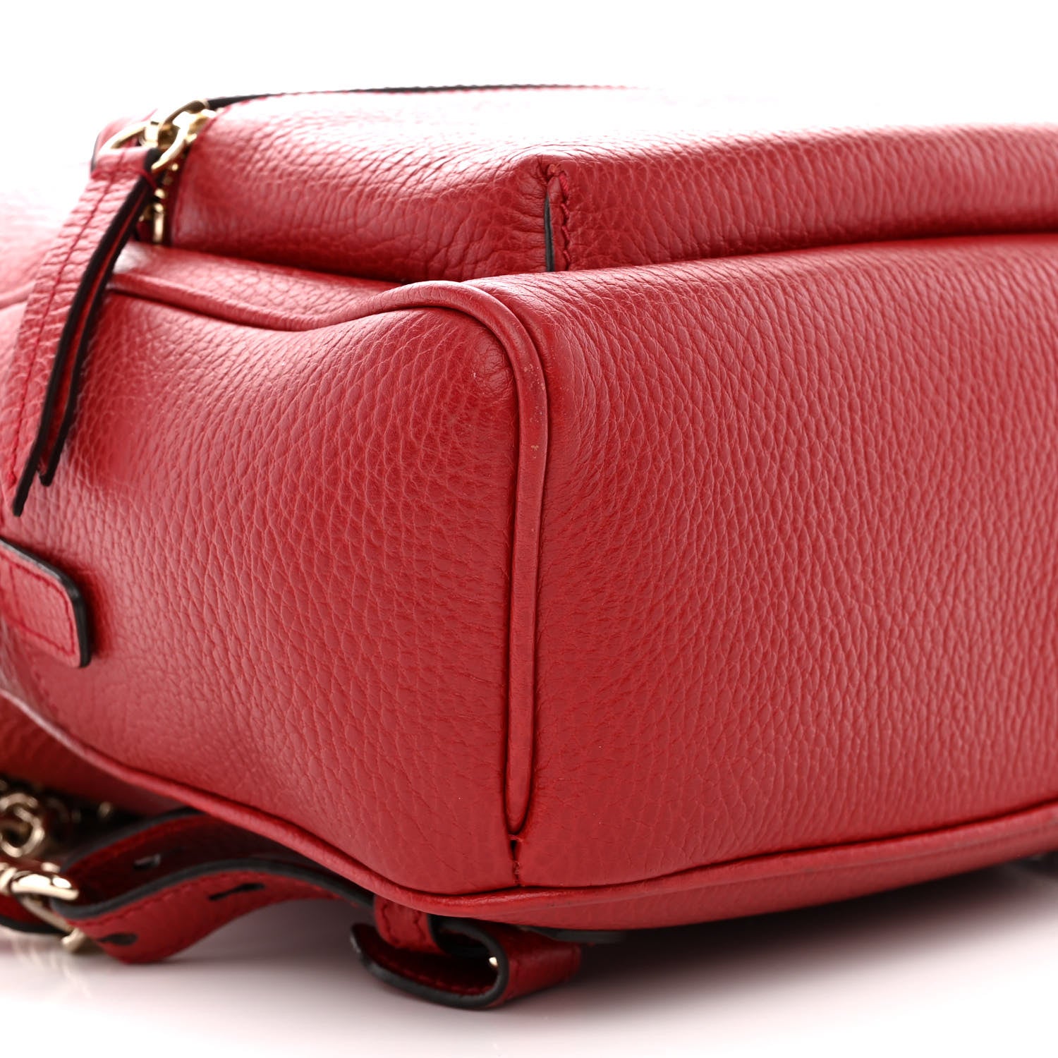 Gucci Pebbled Calfskin Soho Chain Backpack Hibiscus Red 9 of 12